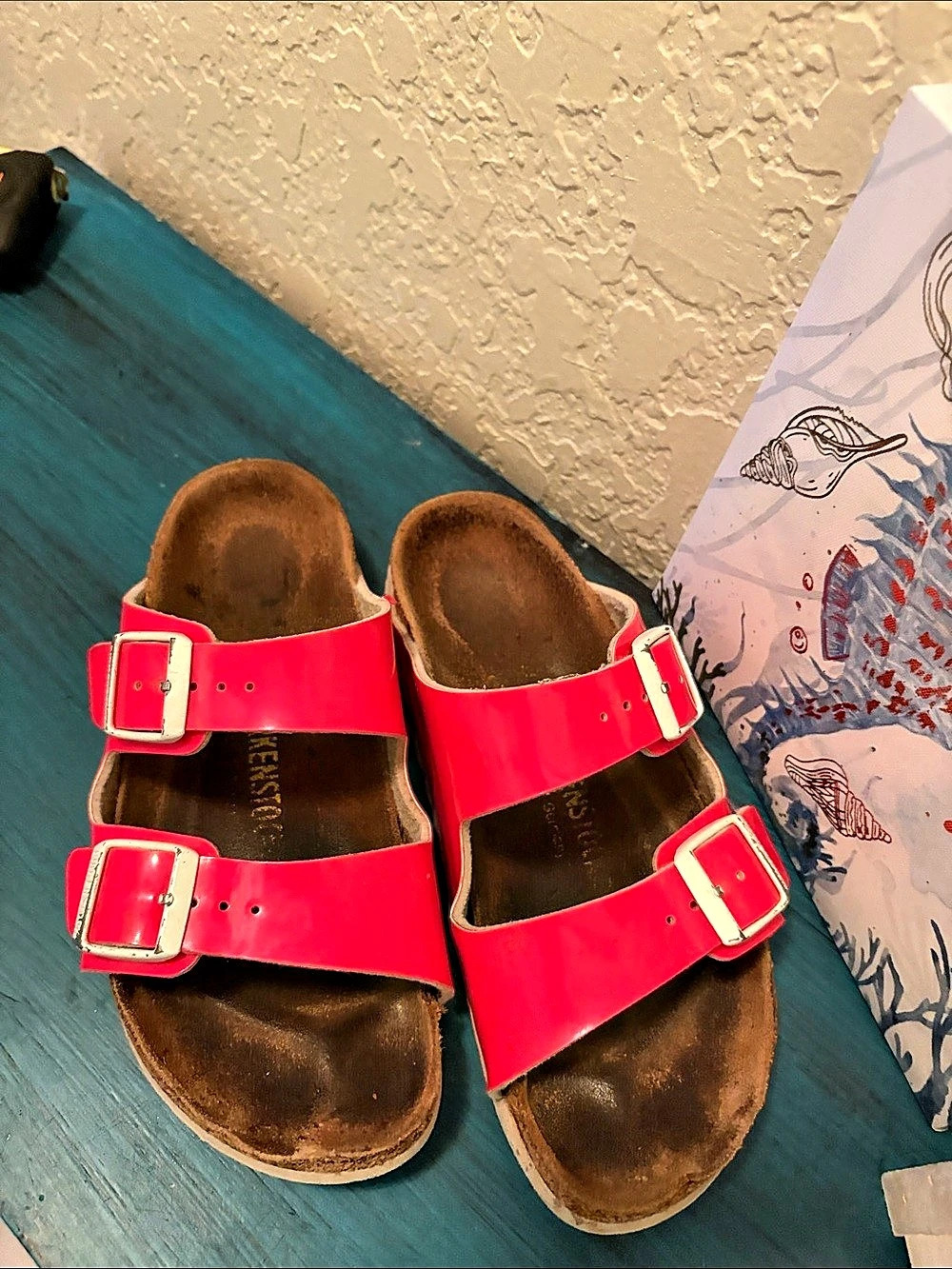 Birkenstock Arizona Patent Leather Neon Pink Sandals